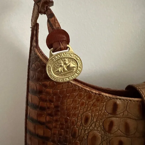 Brahmin Brown Crocodile Embossed Shoulder Bag - Picture 2 of 4